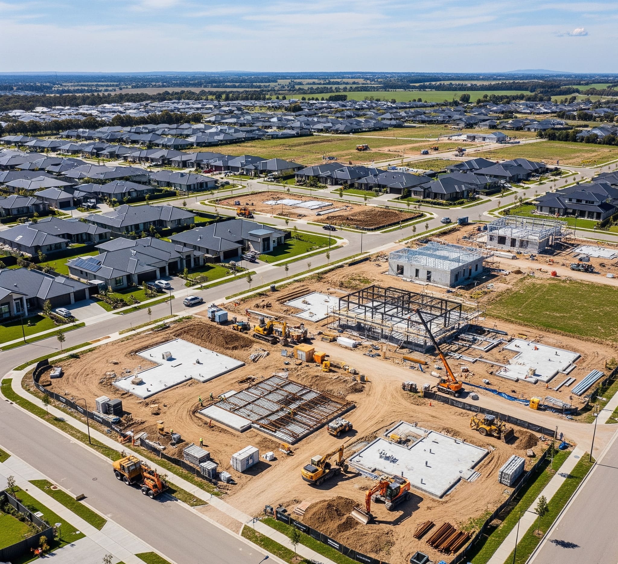 Moderne Immobilien und Baupläne als Hintergrund