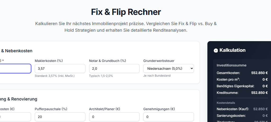 Der Fix & Flip/Buy & Hold Rechner: Ihr Tool für smarte Immobilieninvestments - Immolance Blog Bild